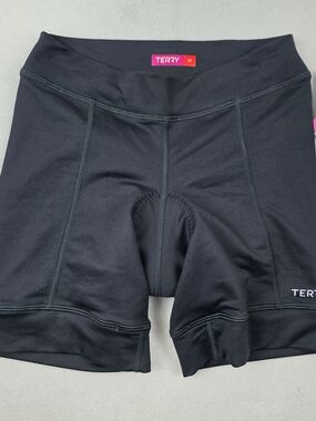 Terry Bike Shorts Women's Size Medium Black Mid Rise Padded Seat Lining Stretch